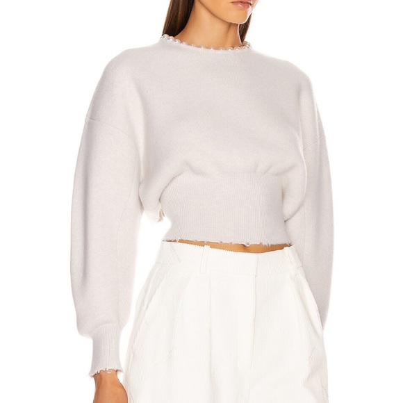 Alexander Wang pearl necklace cashmere blend crew neck sweater with open back - Picture 3 of 8